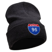 Interstate 95 Sign Embroidered 12 Inch Long Knitted Beanie