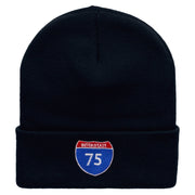 Interstate Highway 75 Sign Embroidered 12 Inch Long Knitted Beanie