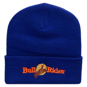 Bull Rider Embroidered 12 Inch Long Knitted Beanie