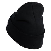 U.S. Army Aviation Logo Embroidered 12 Inch Solid Knit Cuff Long Beanie Made in USA - Black OSFM
