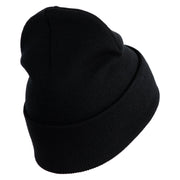 U.S. Army Aviation Logo Embroidered 12 Inch Solid Knit Cuff Long Beanie Made in USA - Black OSFM