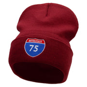 Interstate Highway 75 Sign Embroidered 12 Inch Long Knitted Beanie