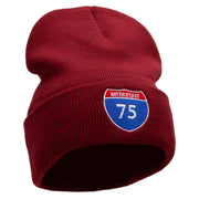 Interstate Highway 75 Sign Embroidered 12 Inch Long Knitted Beanie