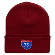 Interstate Highway 75 Sign Embroidered 12 Inch Long Knitted Beanie