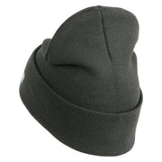 U.S. Army Aviation Logo Embroidered 12 Inch Solid Knit Cuff Long Beanie Made in USA - Charcoal OSFM