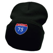 Interstate Highway 75 Sign Embroidered 12 Inch Long Knitted Beanie