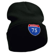 Interstate Highway 75 Sign Embroidered 12 Inch Long Knitted Beanie