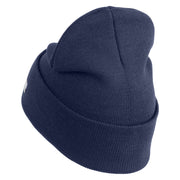 U.S. Army Aviation Logo Embroidered 12 Inch Solid Knit Cuff Long Beanie Made in USA - Navy OSFM