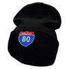 Interstate Highway 80 sign Embroidered 12 Inch Long Knitted Beanie