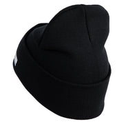 U.S. Army 1st Armored Division Logo Embroidered 12 Inch Solid Knit Cuff Long Beanie Made in USA - Black OSFM