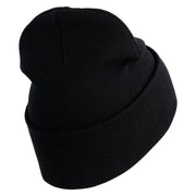 U.S. Army 1st Armored Division Logo Embroidered 12 Inch Solid Knit Cuff Long Beanie Made in USA - Black OSFM