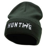 Hunting Deer Embroidered 12 Inch Long Knitted Beanie