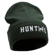 Hunting Deer Embroidered 12 Inch Long Knitted Beanie