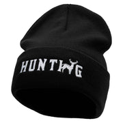 Hunting Deer Embroidered 12 Inch Long Knitted Beanie