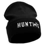 Hunting Deer Embroidered 12 Inch Long Knitted Beanie