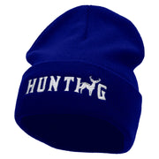 Hunting Deer Embroidered 12 Inch Long Knitted Beanie