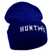 Hunting Deer Embroidered 12 Inch Long Knitted Beanie