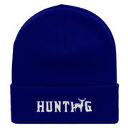 Hunting Deer Embroidered 12 Inch Long Knitted Beanie