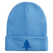 Gravity Dipper Pine Tree Embroidered 12" Long Kitted Beanie - Sky Blue OSFM