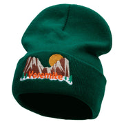 Yosemite Sunrise Embroidered 12 Inch Long Knitted Beanie