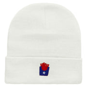 Patriotic Fries Embroidered 12 inch Acrylic Blank Cuff Long Beanie