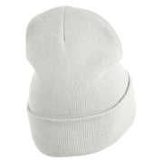 Gravity Dipper Pine Tree Embroidered 12" Long Kitted Beanie - White OSFM
