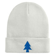 Gravity Dipper Pine Tree Embroidered 12" Long Kitted Beanie - White OSFM