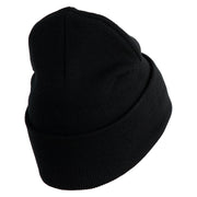U.S. Army 3rd Armored Division Logo Embroidered 12 Inch Solid Knit Cuff Long Beanie Made in USA - Black OSFM