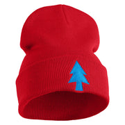 Gravity Dipper Pine Tree Embroidered 12" Long Kitted Beanie - Red OSFM