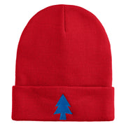 Gravity Dipper Pine Tree Embroidered 12" Long Kitted Beanie - Red OSFM