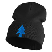 Gravity Dipper Pine Tree Embroidered 12" Long Kitted Beanie - Black OSFM