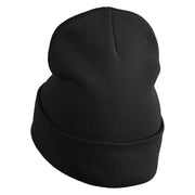 Gravity Dipper Pine Tree Embroidered 12" Long Kitted Beanie - Black OSFM