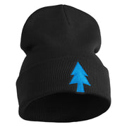 Gravity Dipper Pine Tree Embroidered 12" Long Kitted Beanie - Black OSFM