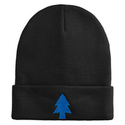 Gravity Dipper Pine Tree Embroidered 12" Long Kitted Beanie - Black OSFM