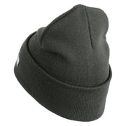 U.S. Army 49th Armored Division Logo Embroidered 12 Inch Solid Knit Cuff Long Beanie Made in USA - Charcoal OSFM