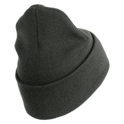 U.S. Army 49th Armored Division Logo Embroidered 12 Inch Solid Knit Cuff Long Beanie Made in USA - Charcoal OSFM