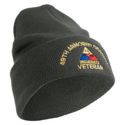 U.S. Army 49th Armored Division Logo Embroidered 12 Inch Solid Knit Cuff Long Beanie Made in USA - Charcoal OSFM