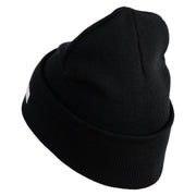 U.S. Army 49th Armored Division Logo Embroidered 12 Inch Solid Knit Cuff Long Beanie Made in USA - Black OSFM