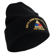 U.S. Army 49th Armored Division Logo Embroidered 12 Inch Solid Knit Cuff Long Beanie Made in USA - Black OSFM