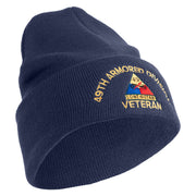 U.S. Army 49th Armored Division Logo Embroidered 12 Inch Solid Knit Cuff Long Beanie Made in USA - Navy OSFM