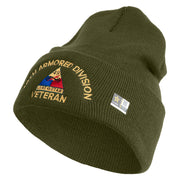 U.S. Army 49th Armored Division Logo Embroidered 12 Inch Solid Knit Cuff Long Beanie Made in USA - Olive OSFM