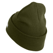 U.S. Army 49th Armored Division Logo Embroidered 12 Inch Solid Knit Cuff Long Beanie Made in USA - Olive OSFM