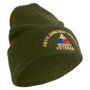 U.S. Army 49th Armored Division Logo Embroidered 12 Inch Solid Knit Cuff Long Beanie Made in USA - Olive OSFM