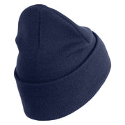 U.S. Army 11th Armored Cavalry Regiment Logo Embroidered 12 Inch Solid Knit Cuff Long Beanie Made in USA - Navy OSFM