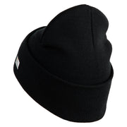 U.S. Army 11th Armored Cavalry Regiment Logo Embroidered 12 Inch Solid Knit Cuff Long Beanie Made in USA - Black OSFM