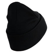 U.S. Army 11th Armored Cavalry Regiment Logo Embroidered 12 Inch Solid Knit Cuff Long Beanie Made in USA - Black OSFM
