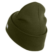 U.S. Army 11th Armored Cavalry Regiment Logo Embroidered 12 Inch Solid Knit Cuff Long Beanie Made in USA - Olive OSFM