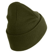 U.S. Army 11th Armored Cavalry Regiment Logo Embroidered 12 Inch Solid Knit Cuff Long Beanie Made in USA - Olive OSFM