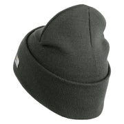 U.S. Army 11th Armored Cavalry Regiment Logo Embroidered 12 Inch Solid Knit Cuff Long Beanie Made in USA - Charcoal OSFM