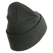 U.S. Army 11th Armored Cavalry Regiment Logo Embroidered 12 Inch Solid Knit Cuff Long Beanie Made in USA - Charcoal OSFM